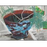 flower pot with carnation branches 