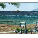 two chairs on koubara shore